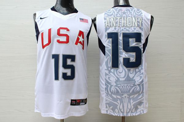 Men USA #15 Anthony White Stitched Nike NBA Jersey